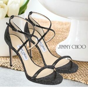 AUTHENTIC JIMMY CHOO GLITTERY BLACK HEELS